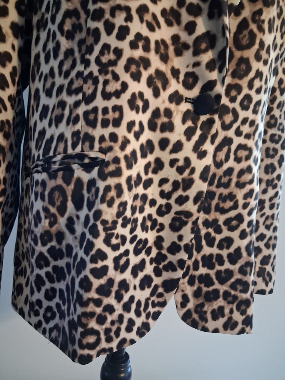 Leopard Print Blazer Jacket - Beige & Black Size 14 - Picture 5 of 11
